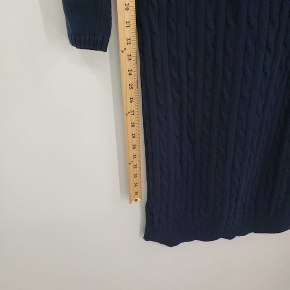 Lauren ralph lauren blue cableknit sweater dress womens size medium boatneck - Picture 9 of 16